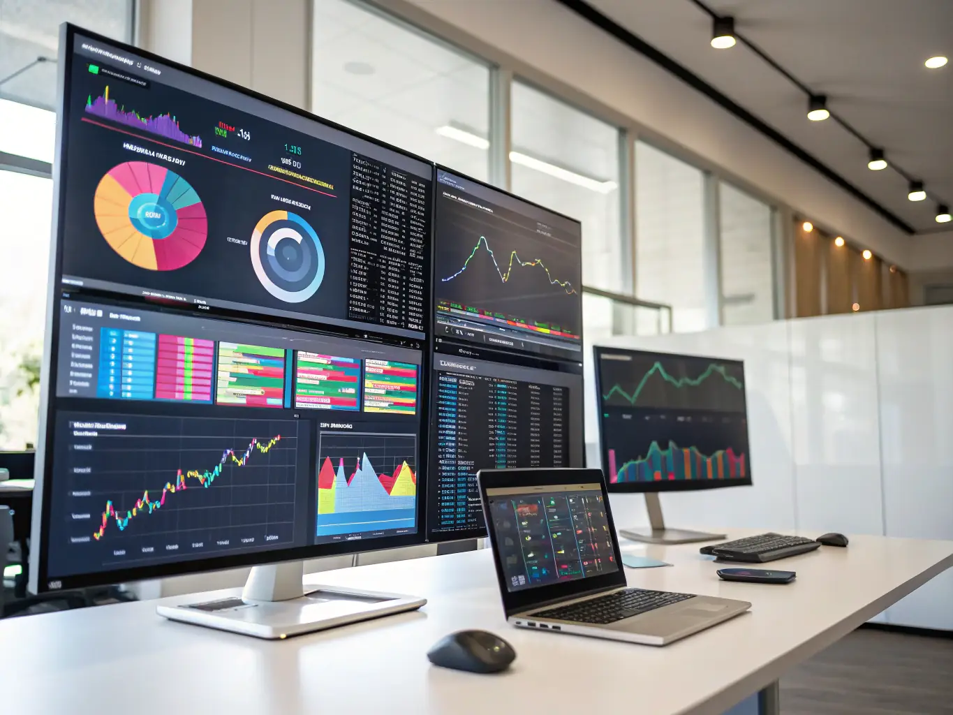 A visual of interconnected data sources and dashboards displaying integrated data, illustrating Technoflow's Data Integration capabilities.